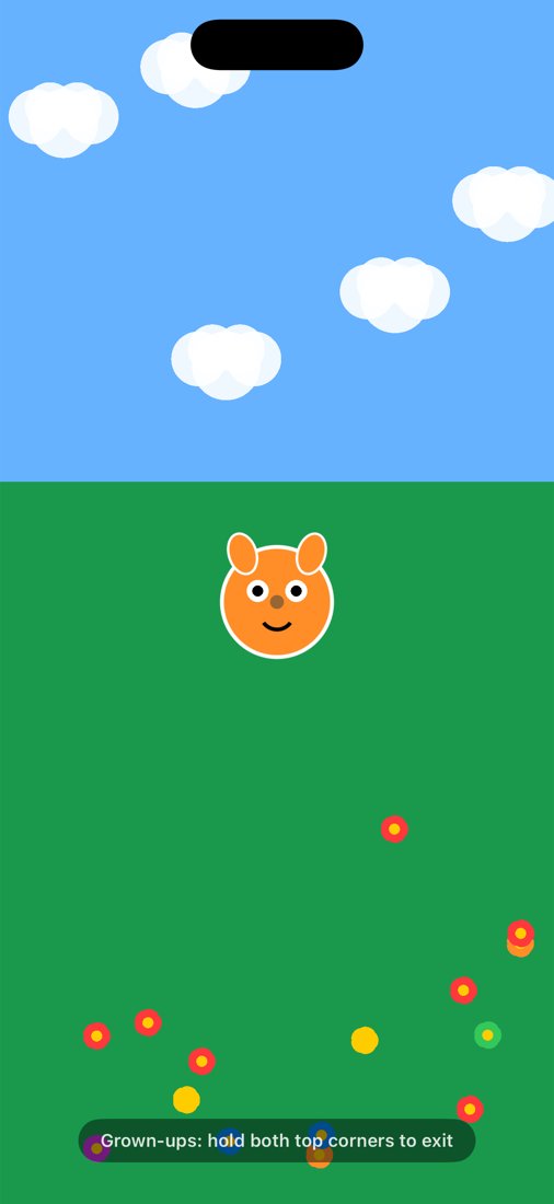 Character mode: a friendly pet in a sunny meadow scene